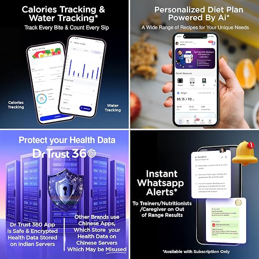 Dr Trust USA Legend Smart Scale | 20+ Parameters | US FDA approved | Unlimited Users Bluetooth BMI Weight Scale with 3 Years Warranty Weighing Machine & Body Fat Analyzer for Health Monitoring (Black)